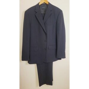 Nautica Mens Suit Blue Striped Size 42R/46 Pants 34x31 Business Wedding Dapper*‎